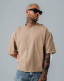 Camiseta Básica Boxy Fit Taupe